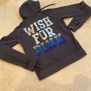 VS Pink 💙 ombré bling “Live for PINK” hoodie Sm